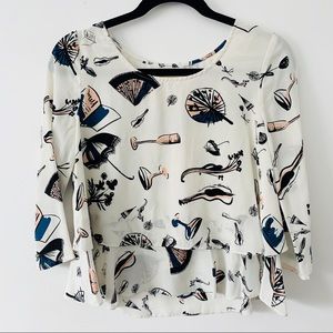 Anthropologie Maeve On The Town Silk Swing Top 0
